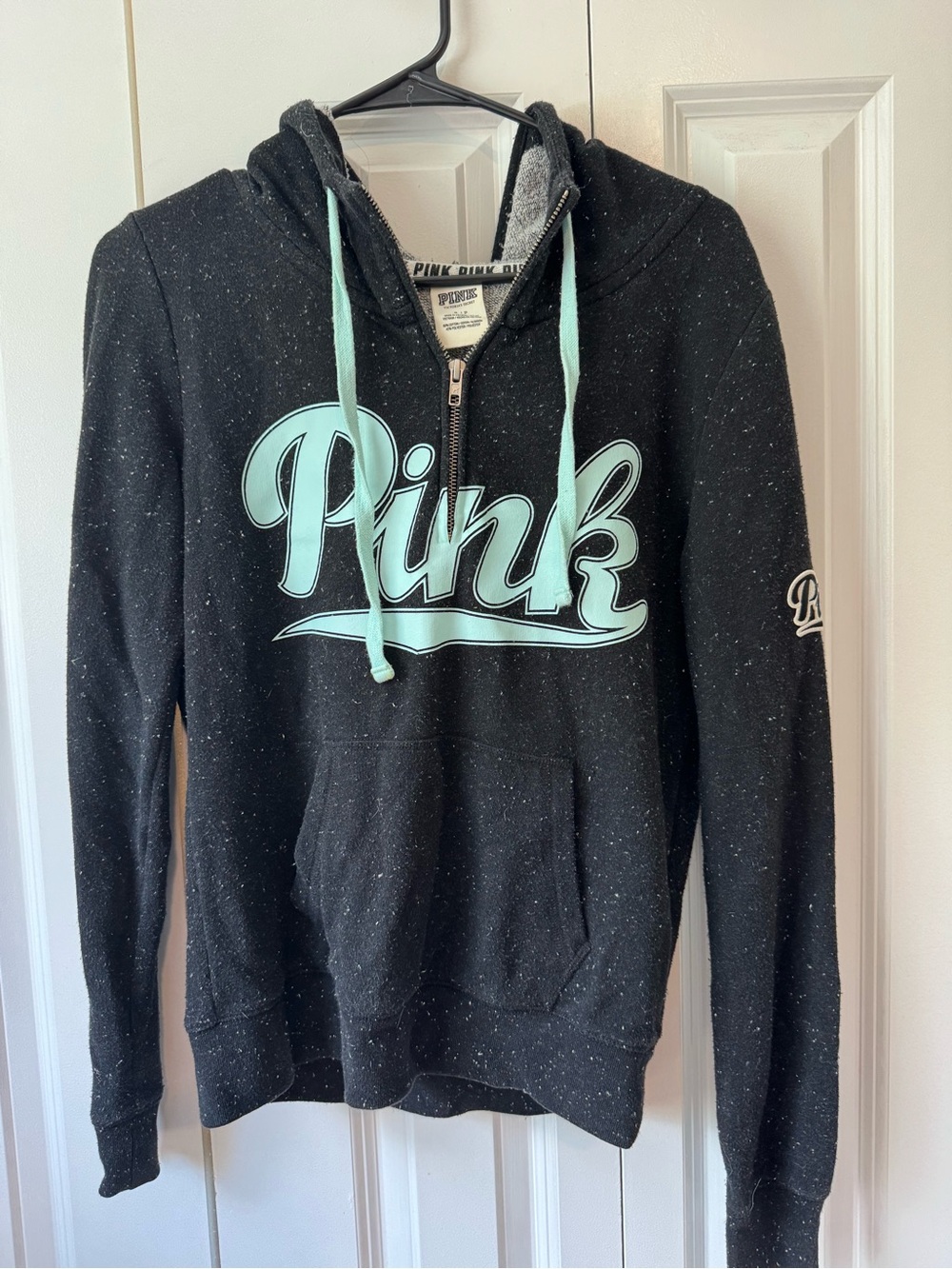 Victoria's Secret PINK Black Hoodie with Mint Logo